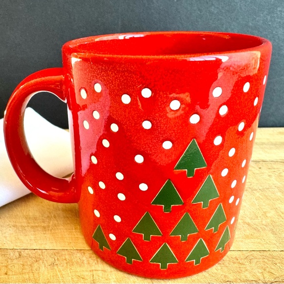 NEW Waechtersbach Germany Christmas Red Holiday Mug Green Trees, White Snow - Picture 4 of 9